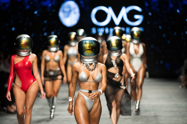 Models walk the runway wearing designs by OMG Swimwear during Miami Swim Week Powered By Art Hearts Fashion at Fountainbleau Miami Beach on July 08, 2023 in Miami Beach, Florida. (Photo by Jason Koerner/Getty Images)