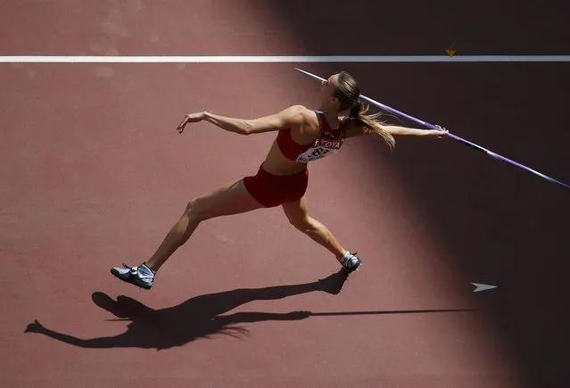 Laura Ikauniece-Admidina of Latvia competes in the javelin throw event of the women's heptathlon during the 15th IAAF World Championships at the National Stadium in Beijing, China, August 23, 2015. (Photo by Fabrizio Bensch/Reuters)