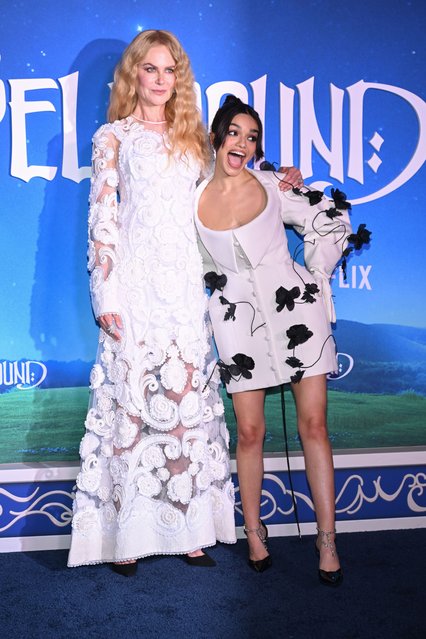 US-Australian actress Nicole Kidman (L) and US actress Rachel Zegler arrive for the New York premiere of Netflix's animated film “Spellbound”, on November 11, 2024. (Photo by Erik Pendzich/Rex Features/Shutterstock)