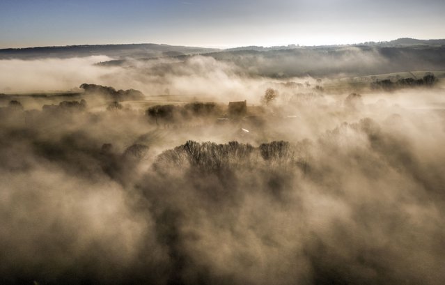 Low-lying fog over Huddersfield, Yorkshire, on Friday, December 27, 2024. The UK will have dull and drizzly weather over the coming days, with a “wet and rather windy” New Year's Eve on the horizon, the Met Office has said. (Photo by Danny Lawson/PA Images via Getty Images)