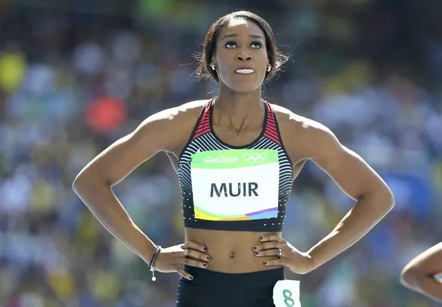 2016 Rio Olympics, Athletics, Preliminary, Women's 400m Round 1, Olympic Stadium, Rio de Janeiro, Brazil on August 13, 2016. Carline Muir (CAN) of Canada reacts. (Photo by Lucy Nicholson/Reuters)