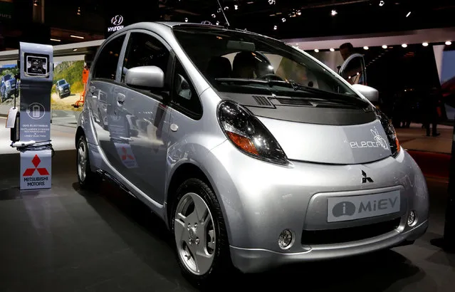 A Mitsubishi Miecv electric car is seen at the Mondial de l'Automobile, Paris auto show, during media day in Paris, France, September 30, 2016. (Photo by Jacky Naegelen/Reuters)