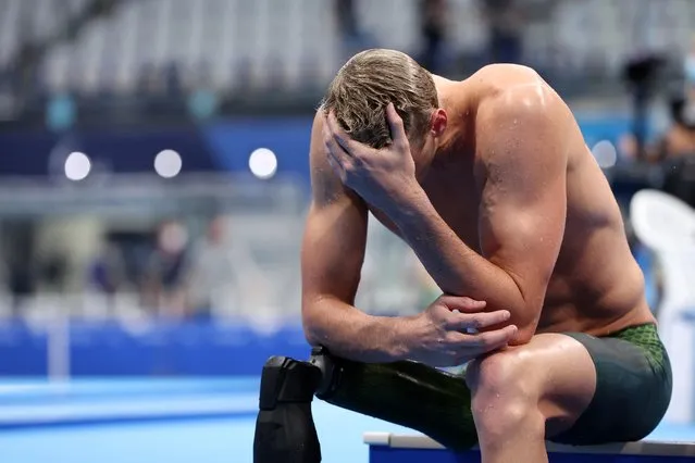 Brenden Hall of Team Australia reacts following the Men's 400m Freestyle - S9 on day 1 final of the Tokyo 2020 Paralympic Games at Tokyo Aquatics Centre on August 25, 2021 in Tokyo, Japan. (Photo by Molly Darlington/Reuters)