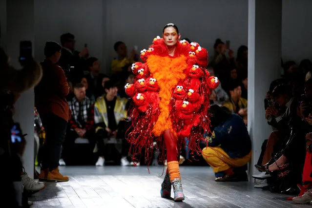 A model presents a creation during the “On|Off Presents...” catwalk show at London Fashion Week Women's A/W19 in London, Britain February 19, 2019. (Photo by Henry Nicholls/Reuters)
