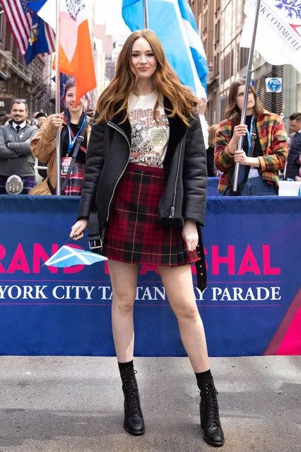 Former “Doctor Who” star Karen Gillan is seen during the Tartan Day Parade in Midtown on April 09, 2022 in New York City. (Photo by Mayer RCF/The Mega Agency)