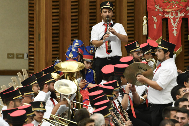 A band play at Vatican City during a general audience of Pope Francis in Rome, Italy on August 30, 2023. (Photo by Domenico Cippitelli/LPS via ZUMA Press Wire/Rex Features/Shutterstock)