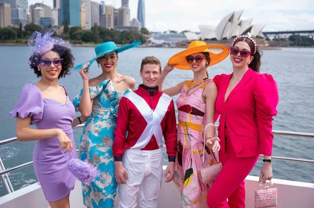 James McDonald and models attend the Sydney Everest Carnival media launch at The Jackson on September 13, 2022 in Sydney, Australia. (Photo by Wendell Teodoro/Getty Images for ATC)