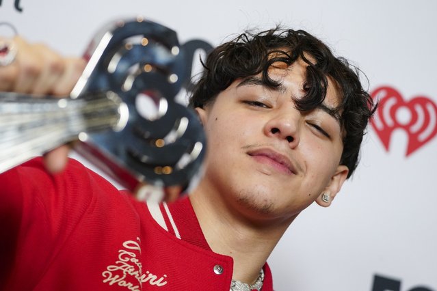 Xavi arrives at the iHeartRadio Music Awards, Monday, March 17, 2025, at the Dolby Theatre in Los Angeles. (Photo by Jordan Strauss/Invision/AP Photo)