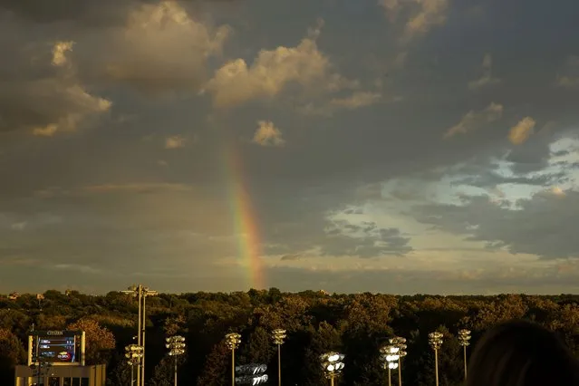 A rainbow is seen from Arthur Ashe Stadium ahead of the mens final between Roger Federer of Switzerland and Novak Djokovic of Serbia at the U.S. Open Championships tennis tournament in New York, September 13, 2015. (Photo by Lucas Jackson/Reuters)