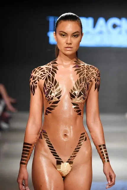A model walks the runway for Black Tape Project at Miami Swim Week powered by Art Hearts Fashion Swim/Resort 2018/19  at Faena Forum on July 15, 2018 in Miami Beach, Florida. (Photo by Arun Nevader/Getty Images for Art Hearts Fashion)