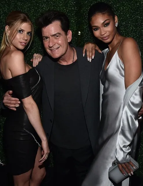 Actors Charlotte McKinney, Charlie Sheen and Chanel Iman attend the premiere party for Crackle's “Mad Families” at Catch on January 9, 2017 in West Hollywood, California. (Photo by Alberto E. Rodriguez/Getty Images)