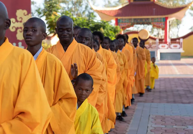 Students of the Shaolin Temple cultural center are seen during a Chinese Lunar New Year celebration event in Lusaka, Zambia, on February 9, 2024. (Photo by Xinhua News Agency/Rex Features/Shutterstock)