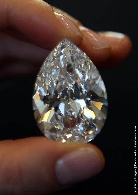 A pear-shaped 72.22-carat diamond