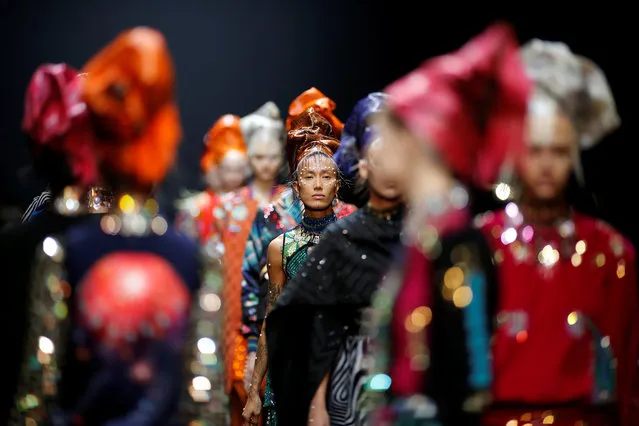 Models present creations from the Fall/Winter 2017-2018 women's ready-to-wear collection by Indian designer Manish Arora during Fashion Week in Paris, France, March 2, 2017. (Photo by Benoit Tessier/Reuters)