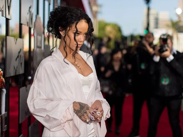 Recording artist Rihanna attends the 2014 MTV Movie Awards at Nokia Theatre L.A. Live on April 13, 2014 in Los Angeles, California. (Photo by Christopher Polk/Getty Images for MTV)
