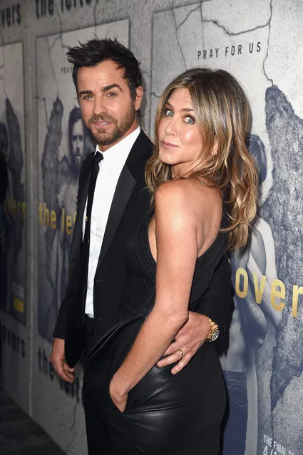 Actors Justin Theroux and Jennifer Aniston attend the premiere of HBO's “The Leftovers” Season 3 at Avalon Hollywood on April 4, 2017 in Los Angeles, California. (Photo by Kevin Winter/Getty Images)