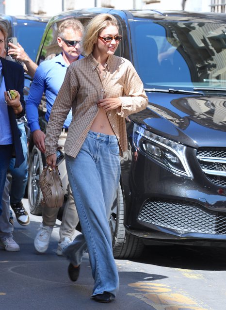 Model Gigi Hadid arrives at the Ritz hotel to walk the runway at The Vogue World fashion show in Paris, France on June 23, 2024. (Photo by Dylan Travis/ABACAPRESS.COM/Splash News and Pictures)