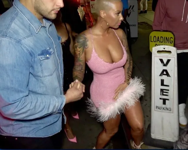 Amber Rose seen at “Warwicks” in Los Angeles, California on April 27, 2017. Amber ina hot pink poutfit arrivedabout  12:30am and was seen leaving 1:30am. (Photo by Jameson Bedonie/Splash News and Pictures)
