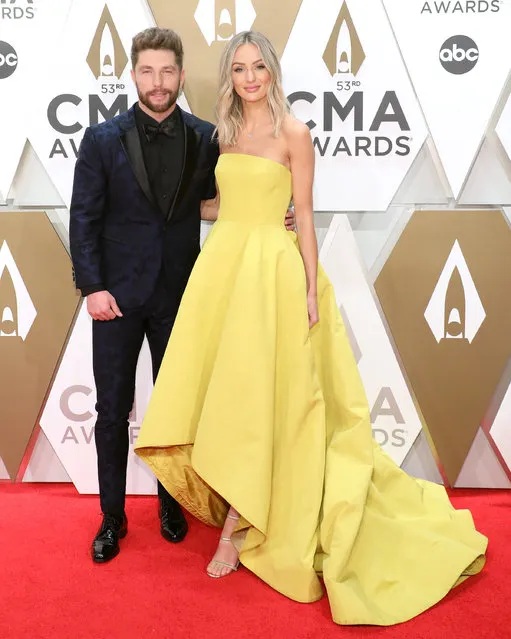 Chris Lane and Lauren Bushnell attend the 53nd annual CMA Awards at Bridgestone Arena on November 13, 2019 in Nashville, Tennessee. (Photo by Taylor Hill/Getty Images)