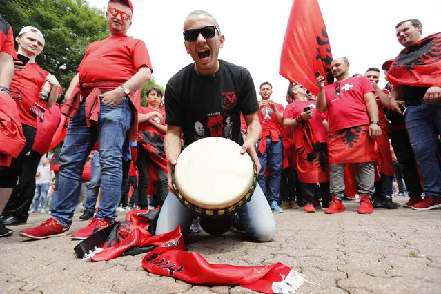 Football Soccer, Albania vs Switzerland, EURO 2016, Group A, Stade Bollaert-Delelis, Lens, France on June 11, 2016. Albania fans outside the stadium before the match. (Photo by Carl Recine/Reuters/Livepic)