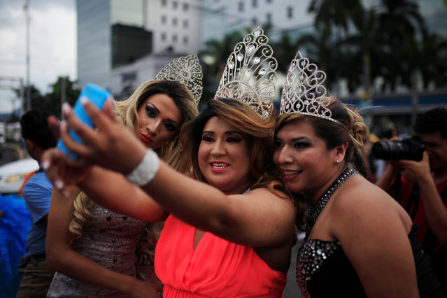 Participants take a selfie picture during a gay pride parade in San Salvador, El Salvador June 25, 2016. (Photo by Jose Cabezas/Reuters)