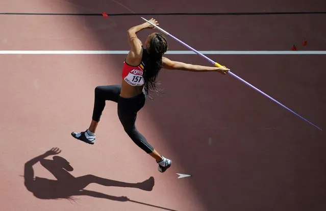 Nafissatou Thiam of Belgium competes in the javelin throw event of the women's heptathlon during the 15th IAAF World Championships at the National Stadium in Beijing, China, August 23, 2015. (Photo by Fabrizio Bensch/Reuters)