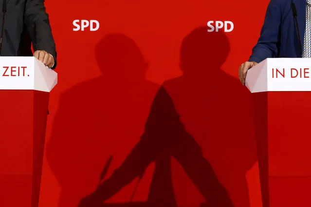 Leaders of Germany's Social Democratic Party (SPD) Saskia Esken and Norbert Walter Borjans address the media during a statement in Berlin, Germany, February 23, 2020. (Photo by Michele Tantussi/Reuters)