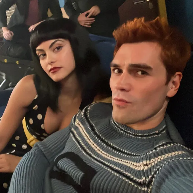 American actress and singer Camila Mendes and New Zealand actor, singer and musician KJ Apa in the second decade of December 2022 “woke up in the '50s”. (Photo by camimendes/Instagram)