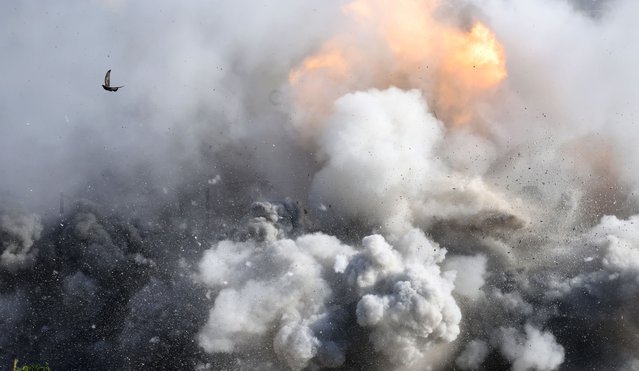 Israeli troops demolish the house of Palestinian prisoner Abdul Karim Sanoubar in the West Bank city of Nablus, 02 December 2025. According to the Palestinian news agency Wafa, Israeli forces demolished the apartment of imprisoned Palestinian Abdul Karim Sanoubar in the West Bank village of Zawata, west of Nablus, following a raid at dawn. Sanoubar was detained by Israeli forces on 20 February 2025. (Photo by Alaa Badarneh/EPA)