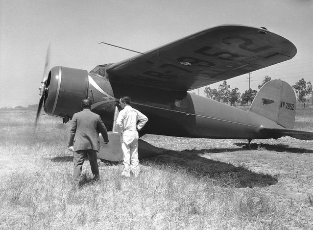 Amelia Earhart Putnam in her Lockheed Vega plane in which she was the first woman to make a transatlantic flight, August 24, 1932. She started on her attempted to set a transcontinental record from Los Angeles to Newark, N.J. (Photo by AP Photo)