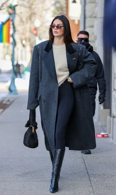 American supermodel Kendall Jenner shows off her winter style as she steps out for a shopping trip with Fai Khadra in Aspen, Los Angeles, CA. on January 18, 2022. (Photo by RACHPOOT/Backgrid USA)