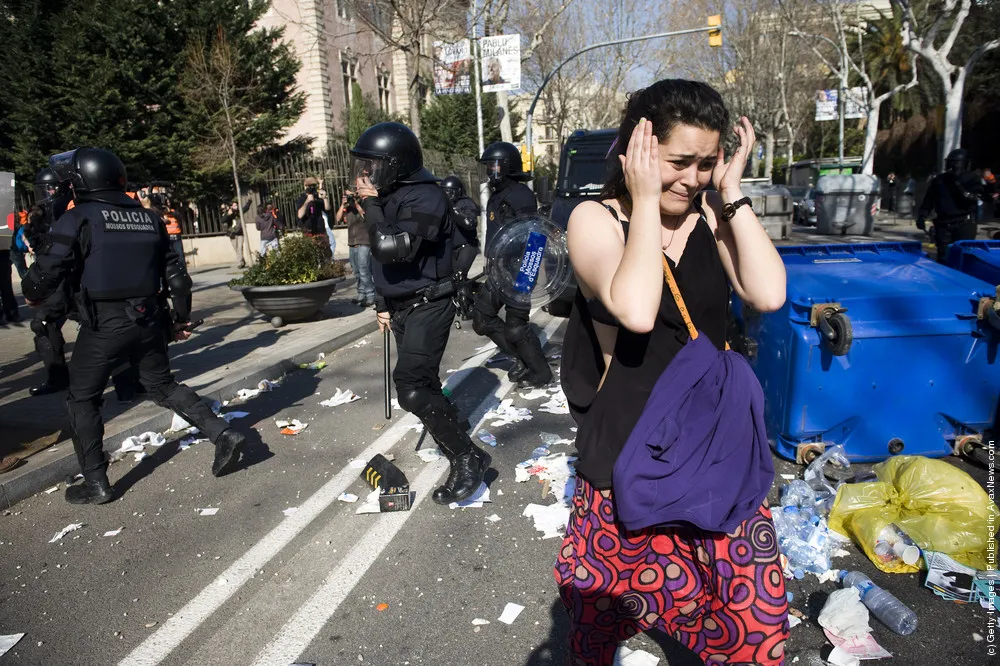 University Students Protest In Barcelona