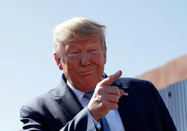 U.S. President Donald Trump gestures during his visit to a section of the U.S.-Mexico border wall in Otay Mesa, California, U.S. September 18, 2019. Trump threatened to do “dastardly things” to Iran in response to the drone attacks on the world’s largest oil plant in Saudi Arabia. The US President indicated he is wary of involving America in another war in the Middle East – but he did not rule out a military attack. (Photo by Tom Brenner/Reuters)