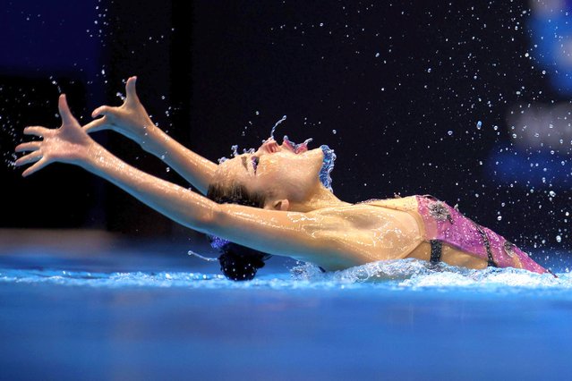 Yoonseo Hur of Team Korea competes in the Artistic Swimming Women's Solo Free Final on day six of the Fukuoka 2023 World Aquatics Championships at Marine Messe Fukuoka Hall A on July 19, 2023 in Fukuoka, Japan. (Photo by Adam Pretty/Getty Images)