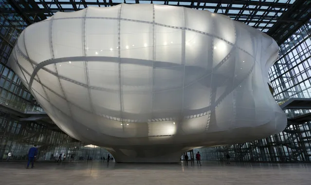 A view of the new Rome Congress Center nicknamed “The Cloud”, Tuesday, July 19, 2016, during a presentation to the press. The congress center by Italian architect Massimiliano Fuksas, which includes a hotel, is scheduled open in October. (Photo by Domenico Stinellis/AP Photo)
