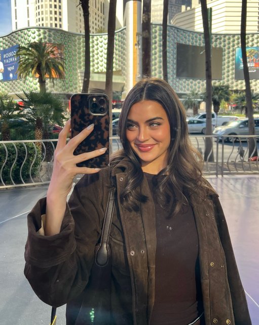 American television personality Rachael Kirkconnell in the second decade of February 2025 glows in a selfie while “just enjoying myself”. (Photo by rachaelkirkxonnell/Instagram)