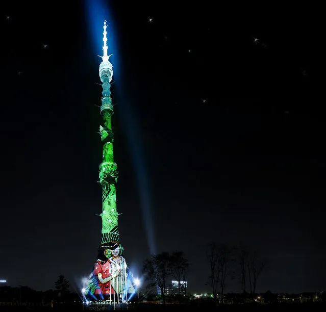 Ostankino Tower celebrating Victory Day