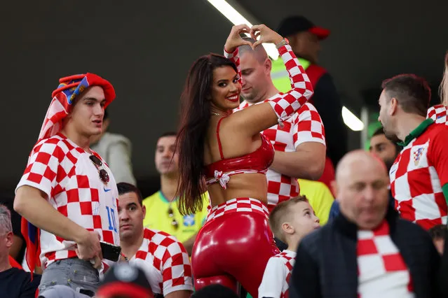 Ivana Knoll, former Miss Croatia poses for a photo during the FIFA World Cup Qatar 2022 quarter final match between Croatia and Brazil at Education City Stadium on December 09, 2022 in Al Rayyan, Qatar. (Photo by William Volcov/Brazil Photo Press/Splash News and Pictures)