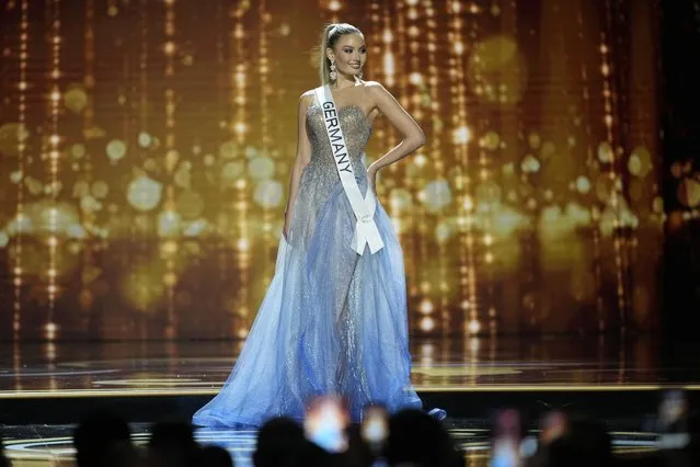 Miss Germany Soraya Kohlmann competes in the evening gown competition during the preliminary round of the 71st Miss Universe Beauty Pageant in New Orleans, Wednesday, January 11, 2023. (Photo by Gerald Herbert/AP Photo)
