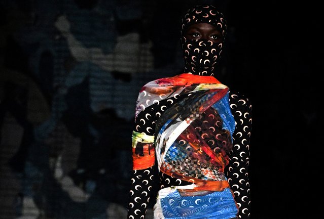 A model displays a creation during the Marine Serre show as part of the Menswear Ready-to-wear Fall-Winter 2023-2024 fashion week in Paris, on January 21, 2023. (Photo by Emmanuel Dunand/AFP Photo)