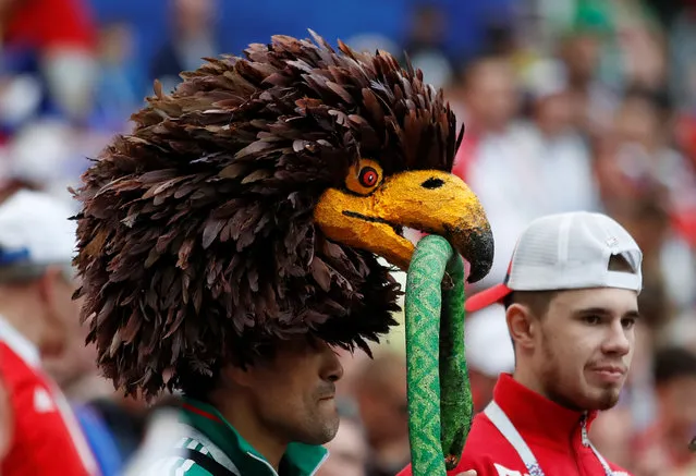 A fan in fancy dress before the Russia 2018 World Cup Group A football match between Russia and Saudi Arabia at the Luzhniki Stadium in Moscow on June 14, 2018. (Photo by Carl Recine/Reuters)