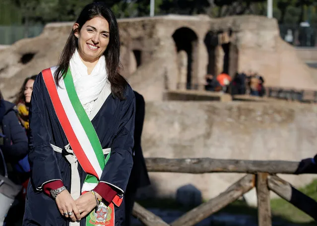 Rome's Mayor Virginia Raggi poses in the ancient Circus Maximus reopened to the public after restoration in Rome, Italy November 16, 2016. (Photo by Max Rossi/Reuters)