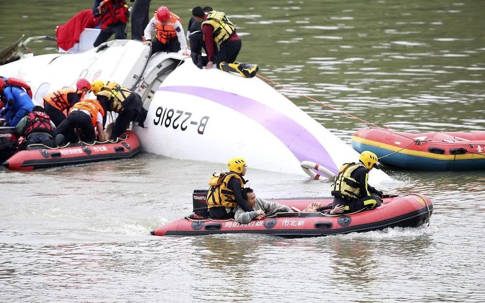 Taiwanese Plane with 53 Passengers Crashes in Taipei River