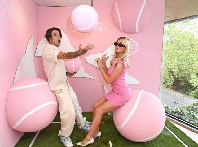 English singer Liam Payne and American actress Kate Cassidy pose in the evian VIP Suite at Wimbledon 2023 on July 12, 2023 in London, England. (Photo by Dave Benett/Getty Images for evian)