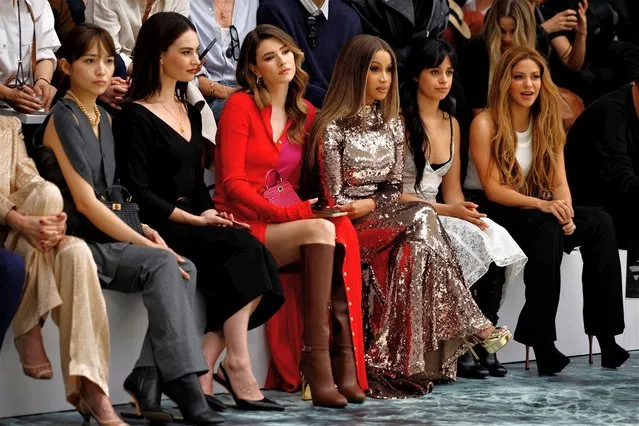 Japanese actress, YouTuber and model Haruna Kawaguchi, English actress Lily James, YouTuber Zita d’Hauteville, American rapper Cardi B, American singer-songwriter Camila Cabello and Colombian singer Shakira attend Fendi Haute Couture Fall/Winter 2023-2024 collection show in Paris, France on July 6, 2023. (Photo by Sarah Meyssonnier/Reuters)