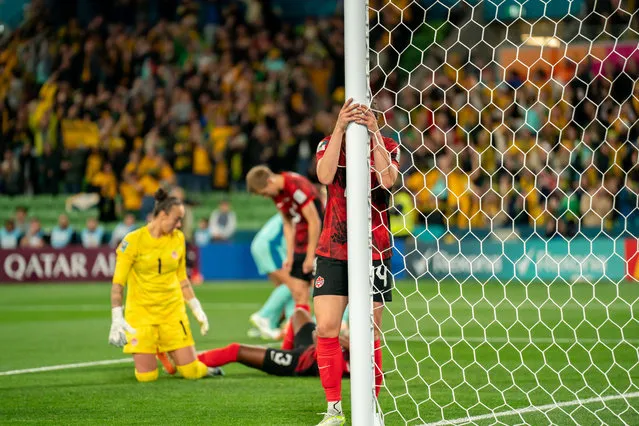 Canada's defender #14 Vanessa Gilles laments conceding a goal during the 2023 FIFA Womens World Cup Group B football match between Canada and Australia at Melbourne Rectangular Stadium (AAMI Park) in Melbourne, Australia on July 31, 2023. (Photo by Noe Llamas/SPP/Rex Features/Shutterstock)