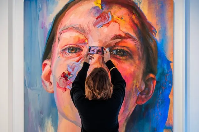 Jenny Saville’s Ekkyklema exhibition is at the Gagosian gallery in central London on November 30, 2023 until February 10. (Photo by Guy Bell/Alamy Live News)