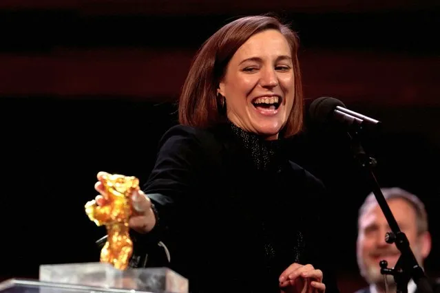 Director Carla Simon receives Golden Bear for Best Film for “Alcarras” during the awards ceremony of the 72nd Berlinale International Film Festival in Berlin, Germany, February 16, 2022. (Photo by Hannibal Hanschke/Reuters)