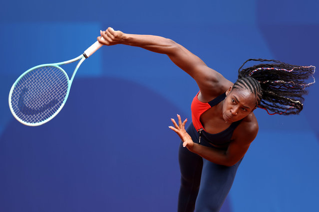 Coco Gauff of Team USA trains during the Tennis training session ahead of the Paris 2024 Olympic Games at Roland Garros on July 24, 2024 in Paris, France. (Photo by Clive Brunskill/Getty Images)