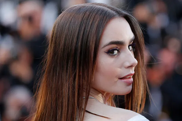 Cast member Lily Collins attends the “Okja” premiere during the 70th annual Cannes Film Festival at Palais des Festivals on May 19, 2017 in Cannes, France. (Photo by Stephane Mahe/Reuters)